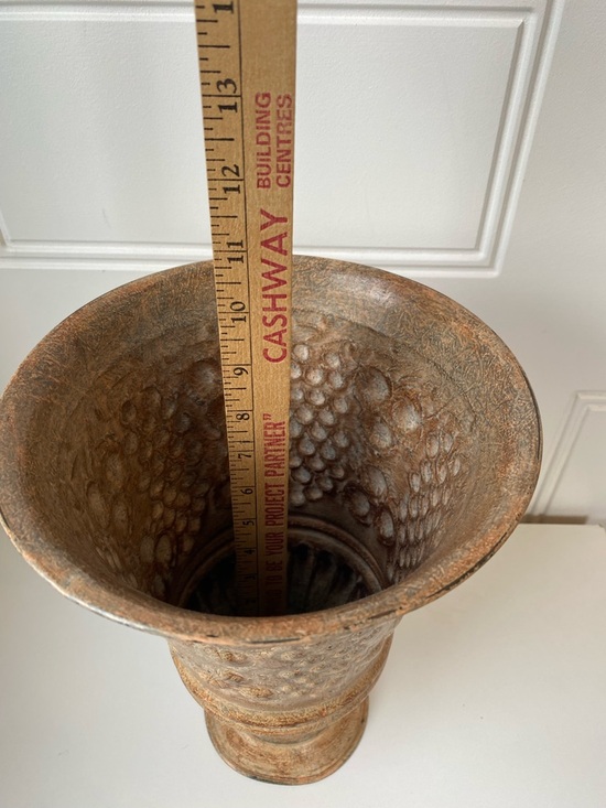 Footed Metal Embossed Urn Pot Vase Châteaucore Cottagecore Parisian Rustic - Picture 9 of 13